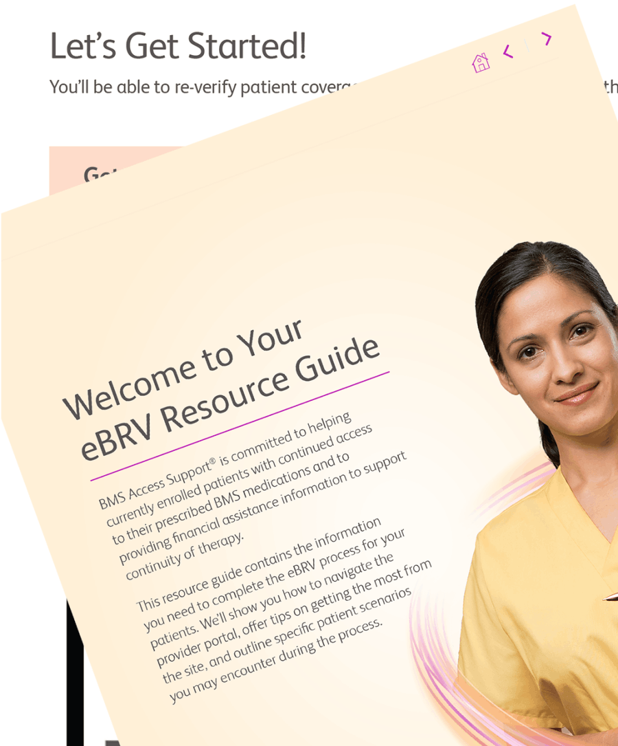 BMS Access Support eBRV Resource Guide for patient re-verification.